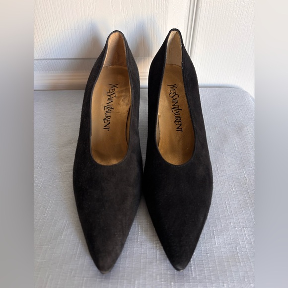 Yves Saint Laurent Suede Pumps Size 7 Black - Picture 1 of 9